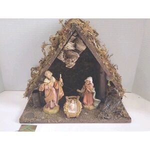 1991 Fontanini Heirloom Nativity "The Holy Family" Figurine Set & Stable